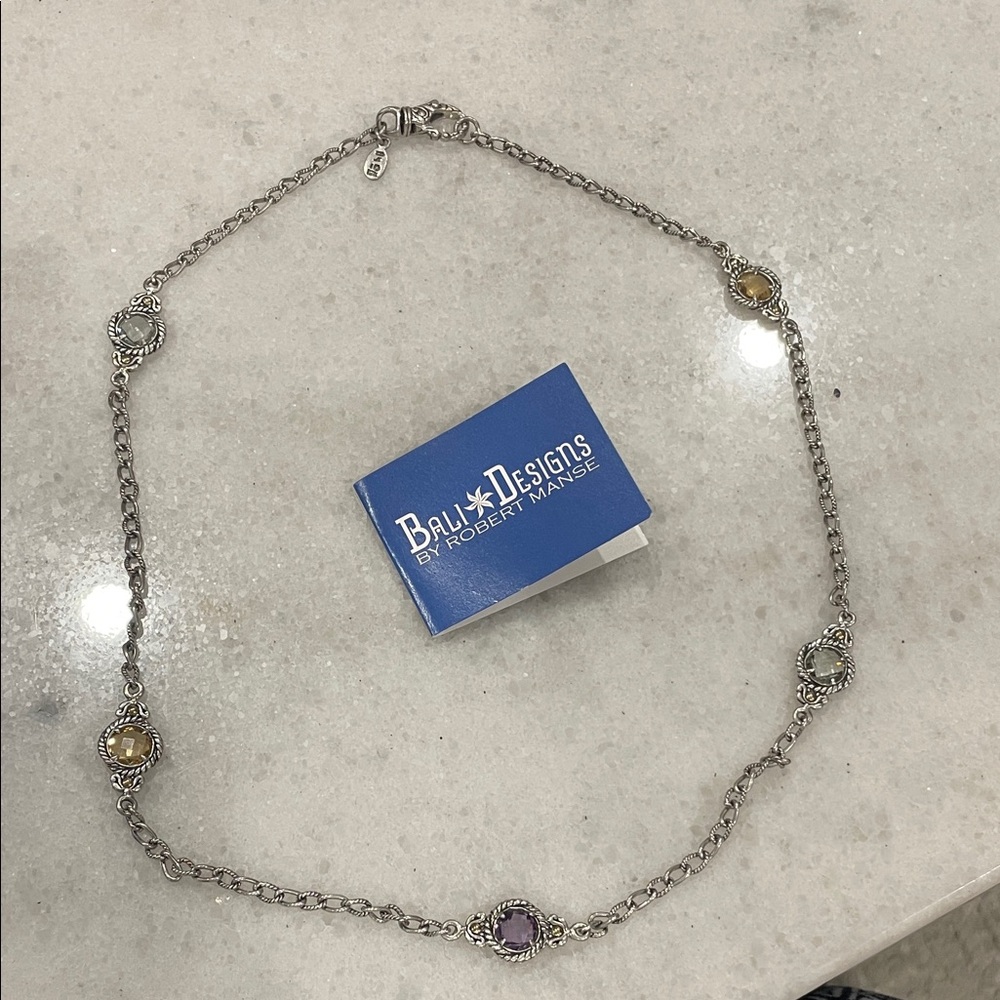 Bali  designs by Robeet Manse Silver Necklace with Gemstones